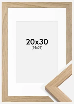 Ramme Oak Wood 20x30 cm - Passepartout Hvid 15x22 cm