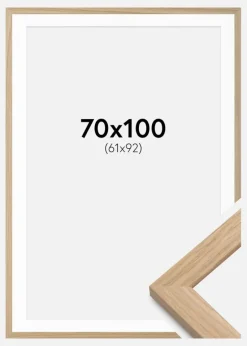 Ramme Oak Wood 70x100 cm - Passepartout Hvid 62x93 cm