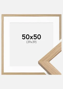 Ramme Oak Wood 50x50 cm - Passepartout Hvid 40x40 cm