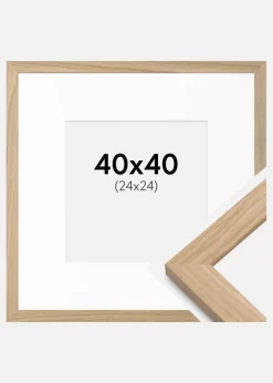 Ramme Oak Wood 40x40 cm - Passepartout Hvid 25x25 cm