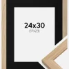 Ramme Oak Wood 24x30 cm - Passepartout Sort 18x24 cm