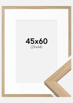 Ramme Oak Wood 45x60 cm - Passepartout Hvid 30x45 cm