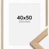 Ramme Oak Wood 40x50 cm - Passepartout Hvid 12x16 inches