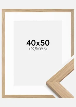 Ramme Oak Wood 40x50 cm - Passepartout Hvid 12x16 inches