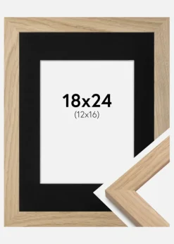 Ramme Oak Wood 18x24 cm - Passepartout Sort 13x17 cm