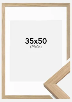 Ramme Oak Wood 35x50 cm - Passepartout Hvid 30x35 cm