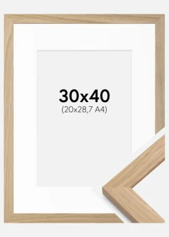 Ramme Oak Wood 30x40 cm - Passepartout Hvid 21x29,7 cm (A4)