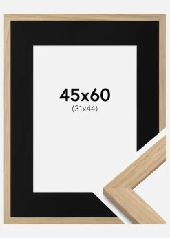 Ramme Oak Wood 45x60 cm - Passepartout Sort 32x45 cm