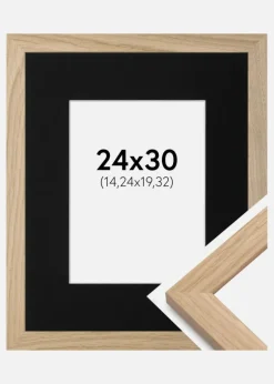 Ramme Oak Wood 24x30 cm - Passepartout Sort 6x8 inches