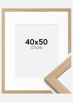 Ramme Oak Wood 40x50 cm - Passepartout Hvid 28x35 cm