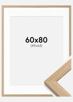 Ramme Oak Wood 60x80 cm - Passepartout Hvid 50x65 cm