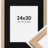 Ramme Oak Wood 24x30 cm - Passepartout Sort 7x9 inches
