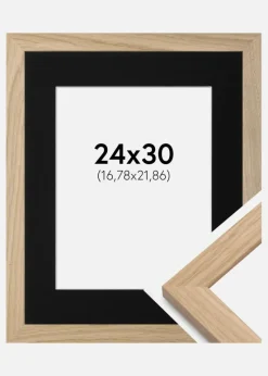 Ramme Oak Wood 24x30 cm - Passepartout Sort 7x9 inches