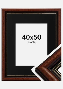 Ramme Old Retro 40x50 cm - Passepartout Sort 27x35 cm