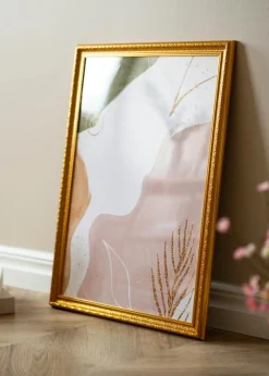 Ramme Ornate Guld 70x100 cm - Passepartout Hvid 59,4x84 cm