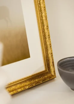 Ramme Ornate Guld 40x50 cm - Passepartout Hvid 27x35 cm