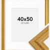 Ramme Ornate Guld 40x50 cm - Passepartout Hvid 28x35 cm