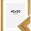 Ramme Ornate Guld 40x50 cm - Passepartout Hvid 30x40 cm