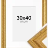 Ramme Ornate Guld 30x40 cm - Passepartout Hvid 20x30 cm