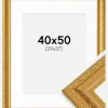 Ramme Ornate Guld 40x50 cm - Passepartout Hvid 30x38 cm