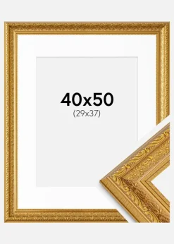 Ramme Ornate Guld 40x50 cm - Passepartout Hvid 30x38 cm