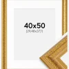 Ramme Ornate Guld 40x50 cm - Passepartout Hvid 12x15 inches