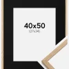 Ramme Oslo Eg 40x50 cm - Passepartout Sort 28x35 cm