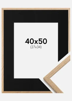 Ramme Oslo Eg 40x50 cm - Passepartout Sort 28x35 cm