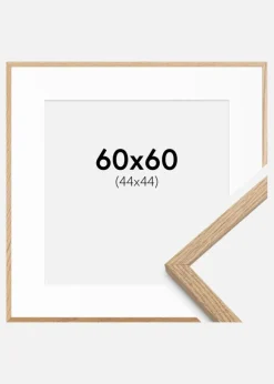 Ramme Oslo Eg 60x60 cm - Passepartout Hvid 45x45 cm