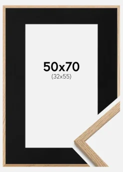 Ramme Oslo Eg 50x70 cm - Passepartout Sort 33x56 cm