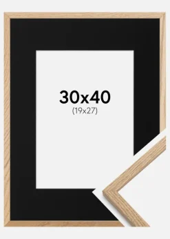 Ramme Oslo Eg 30x40 cm - Passepartout Sort 20x28 cm