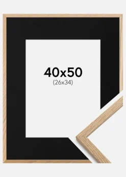 Ramme Oslo Eg 40x50 cm - Passepartout Sort 27x35 cm