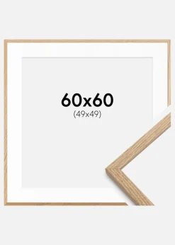 Ramme Oslo Eg 60x60 cm - Passepartout Hvid 50x50 cm