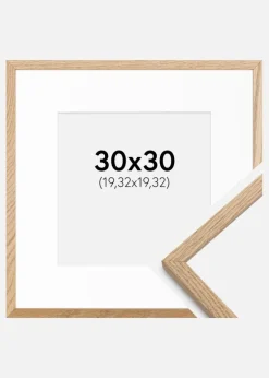 Ramme Oslo Eg 30x30 cm - Passepartout Hvid 8x8 inches
