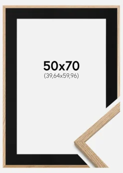 Ramme Oslo Eg 50x70 cm - Passepartout Sort 16x24 inches