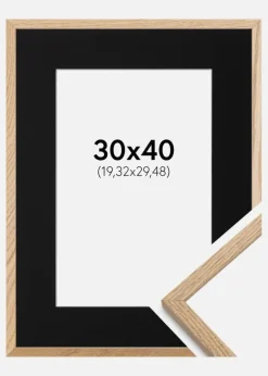 Ramme Oslo Eg 30x40 cm - Passepartout Sort 8x12 inches