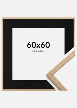 Ramme Oslo Eg 60x60 cm - Passepartout Sort 45x45 cm