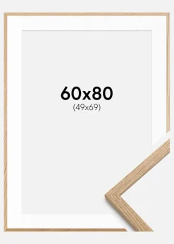 Ramme Oslo Eg 60x80 cm - Passepartout Hvid 50x70 cm