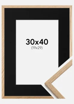 Ramme Oslo Eg 30x40 cm - Passepartout Sort 20x30 cm
