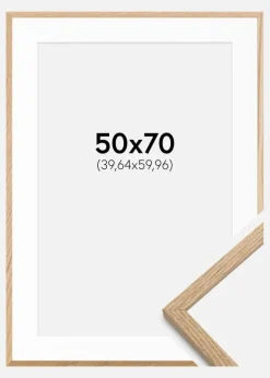 Ramme Oslo Eg 50x70 cm - Passepartout Hvid 16x24 inches