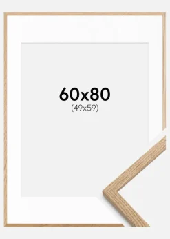 Ramme Oslo Eg 60x80 cm - Passepartout Hvid 50x60 cm