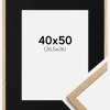 Ramme Oslo Eg 40x50 cm - Passepartout Sort 27,5x37 cm