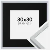 Ramme Oslo Hvid 30x30 cm - Passepartout Sort 8x8 inches