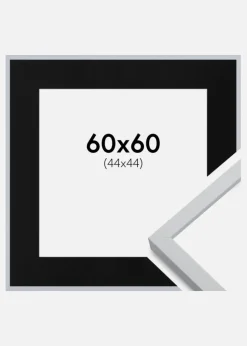 Ramme Oslo Hvid 60x60 cm - Passepartout Sort 45x45 cm