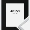 Ramme Oslo Hvid 40x50 cm - Passepartout Sort 27x35 cm