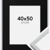 Ramme Oslo Hvid 40x50 cm - Passepartout Sort 28x35 cm