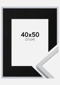 Ramme Oslo Hvid 40x50 cm - Passepartout Sort 28x35 cm