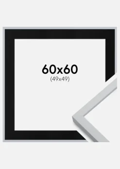 Ramme Oslo Hvid 60x60 cm - Passepartout Sort 50x50 cm