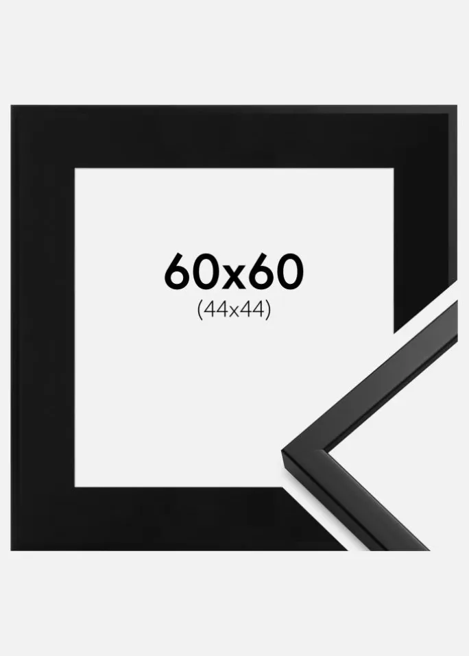 Ramme Oslo Sort 60x60 cm - Passepartout Sort 45x45 cm