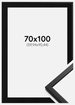Ramme Oslo Sort 70x100 cm - Passepartout Sort 24x36 inches